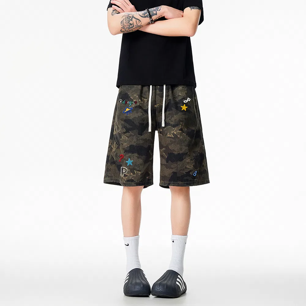 Детские джинсовые шорты свободного кроя с камуфляжным принтом PAL ONGACO, Camouflage — фото 4