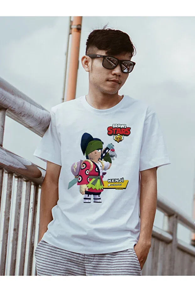 Детская футболка с принтом Brawl Stars Kenji Unisex Kids T-Shirt Home, White — фото 2