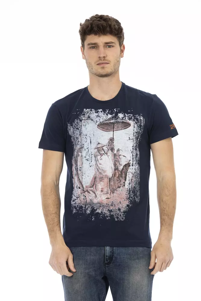 

Синяя хлопковая мужская футболка Trussardi