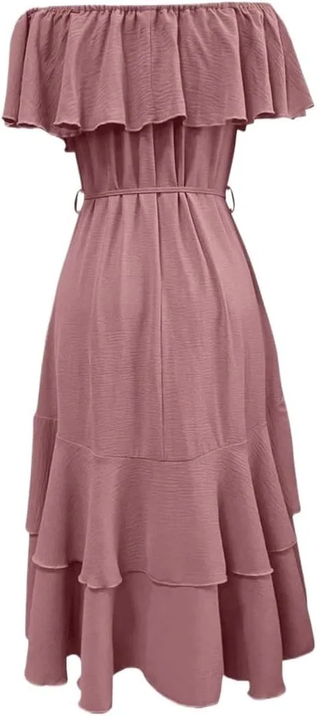 Женское повседневное миди-платье с одним плечом Asymmetrical, Rusty Rose