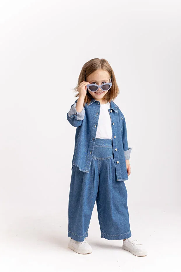 Детская джинсовая рубашка с длинным рукавом Oliven The Kid, Blue