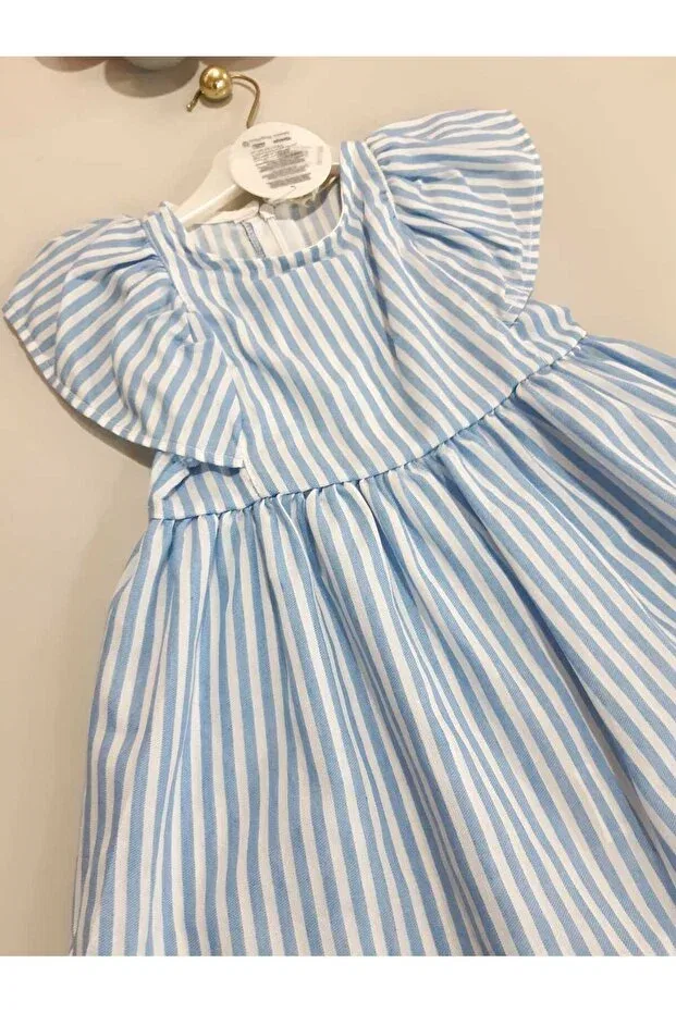 Детское платье для девочек с полоской Bat sleeve Sönmez Baby, Blue — фото 2