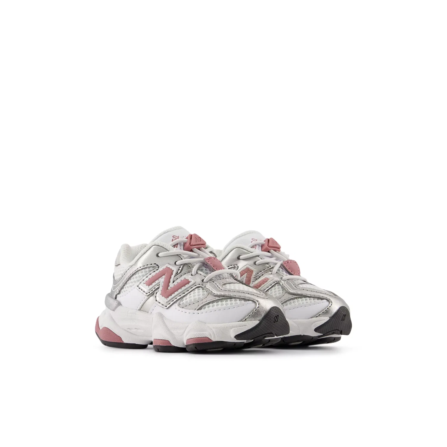 Детские кроссовки для малышей с эластичной шнуровкой 9060 Bungee New Balance, White with Rosewood — фото 2