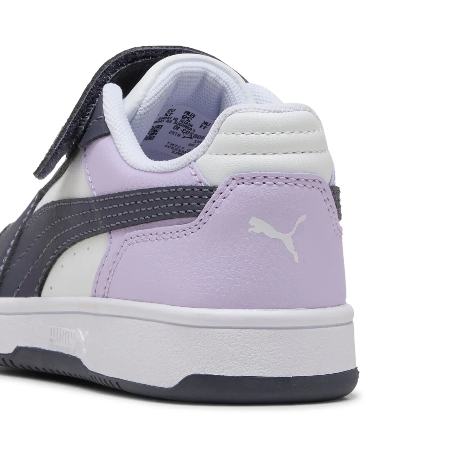 Детские кроссовки с липучкой REBOUND SLAM LO AC PS PUMA, White/Inky Depths/Light Lavender — фото 4