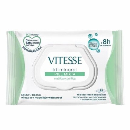 

Триминеральные салфетки для снятия макияжа с смешанной кожи, 25 шт., Vitesse