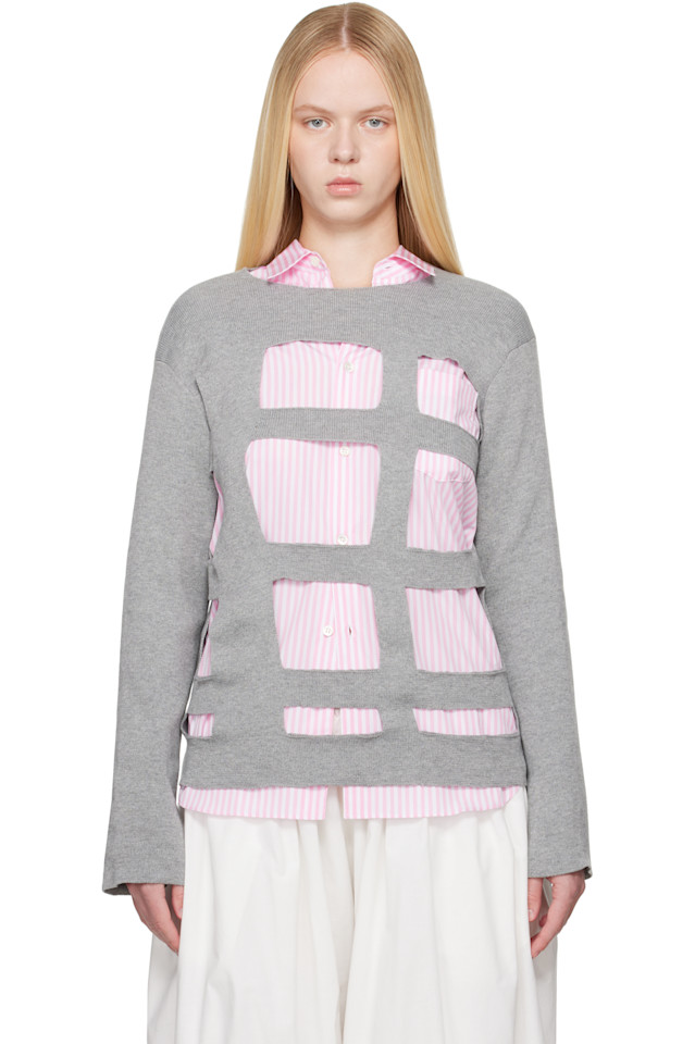 

Свитер с геометрическими вырезами Comme Des Garçons Shirt, серый