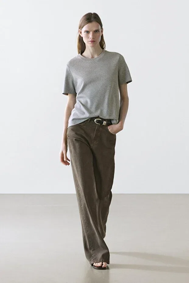 Женская футболка хлопковая Massimo Dutti, Medium Gray