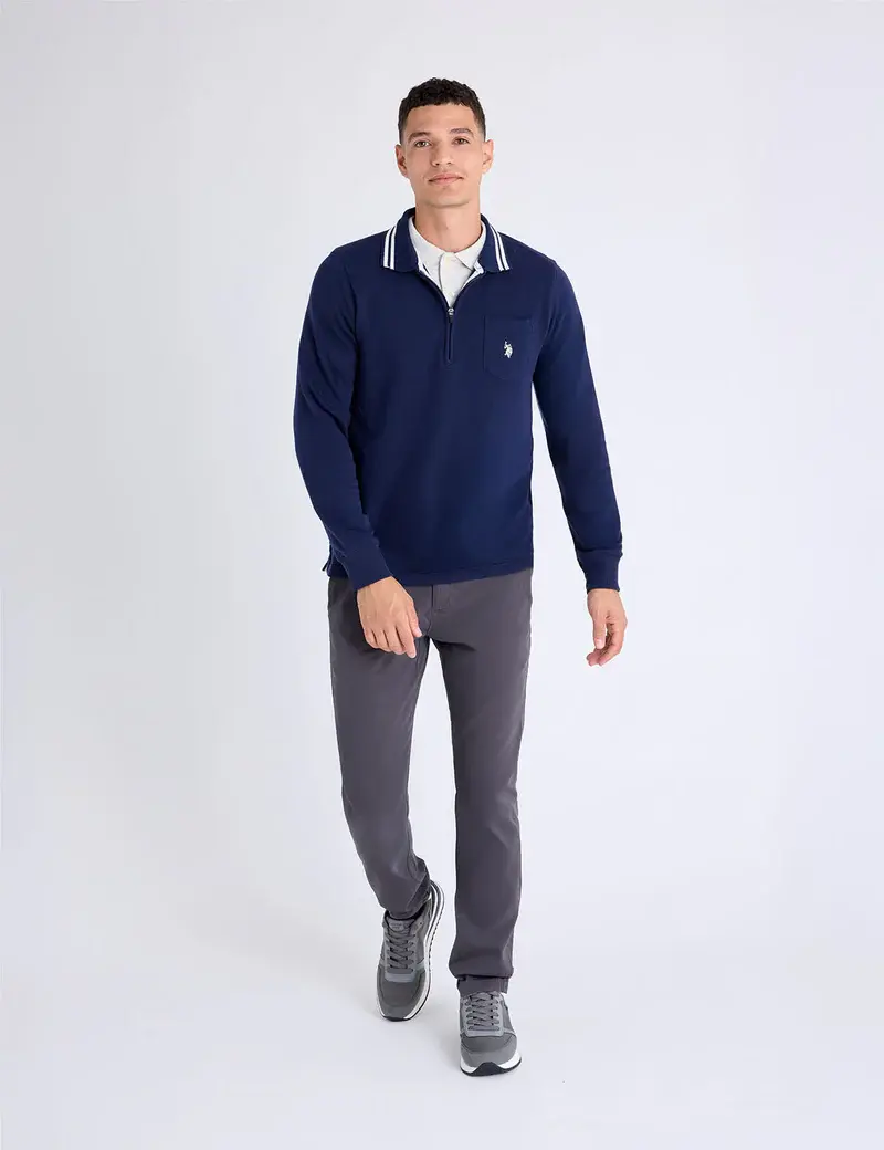 

Свитшот U.S. Polo Assn 1/4 Zip Chest Pocket French Terry, темно-синий