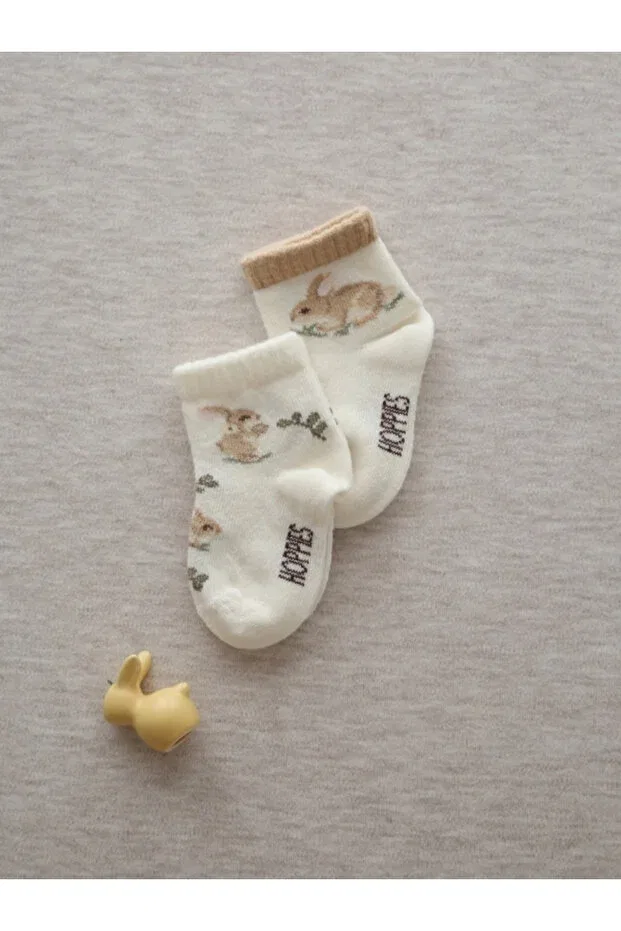 Детские носки для новорожденных с принтом Basics Hoppies, Beige
