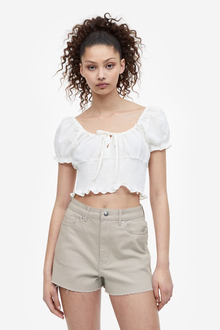 

Шорты из твила с высокой талией H&M, серо-коричневый