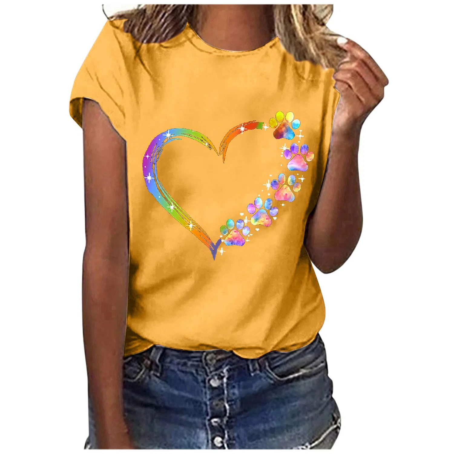 Женская блузка с коротким рукавом с принтом Ironic Tops, E-yellow