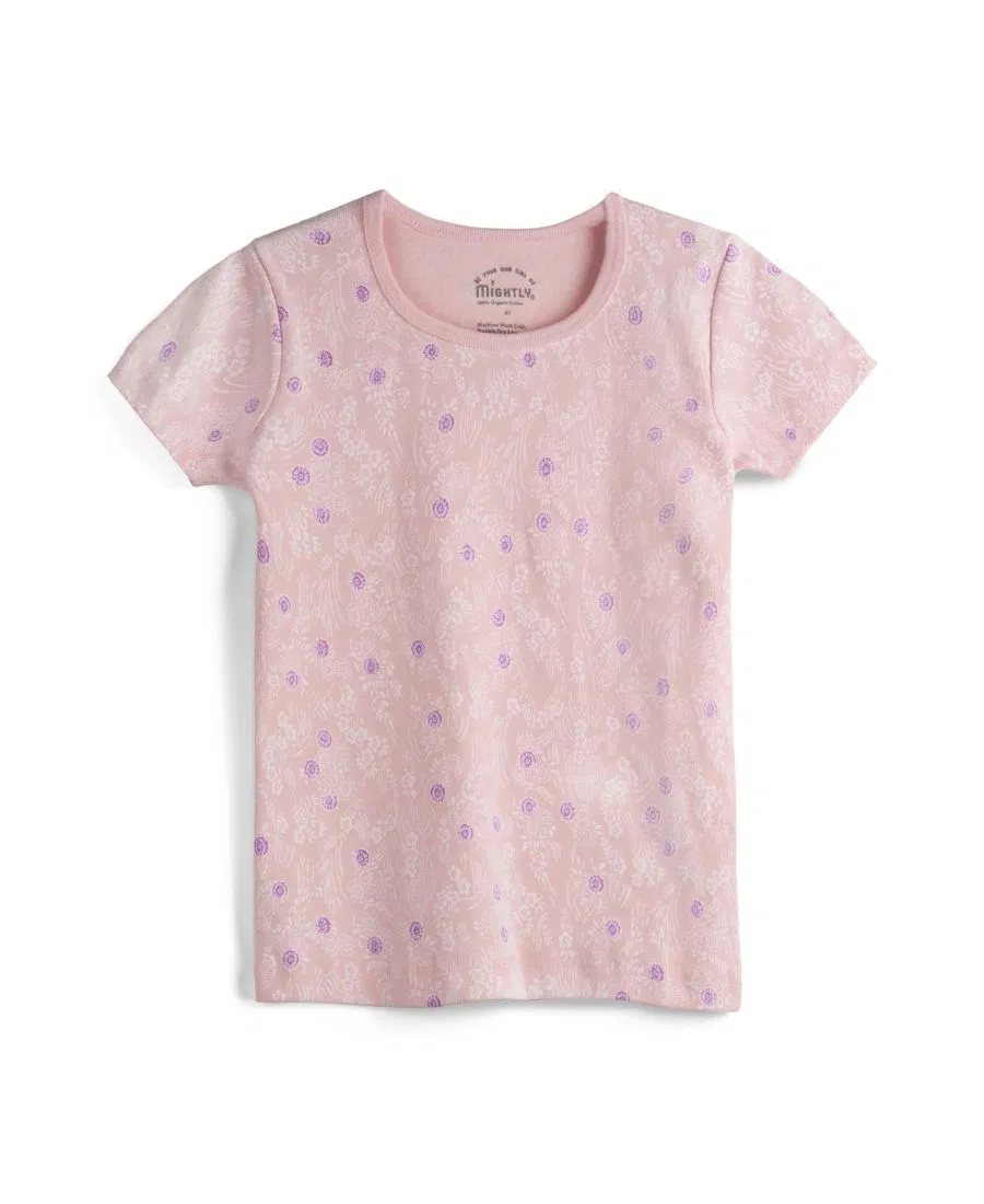Футболка с округлым вырезом и коротким рукавом из органического хлопка Mightly, Blush Meadow