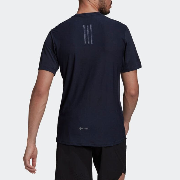 Футболка adidas Casual Logo Solid Color Round Neck Short Sleeve Navy Blue, мультиколор — фото 3
