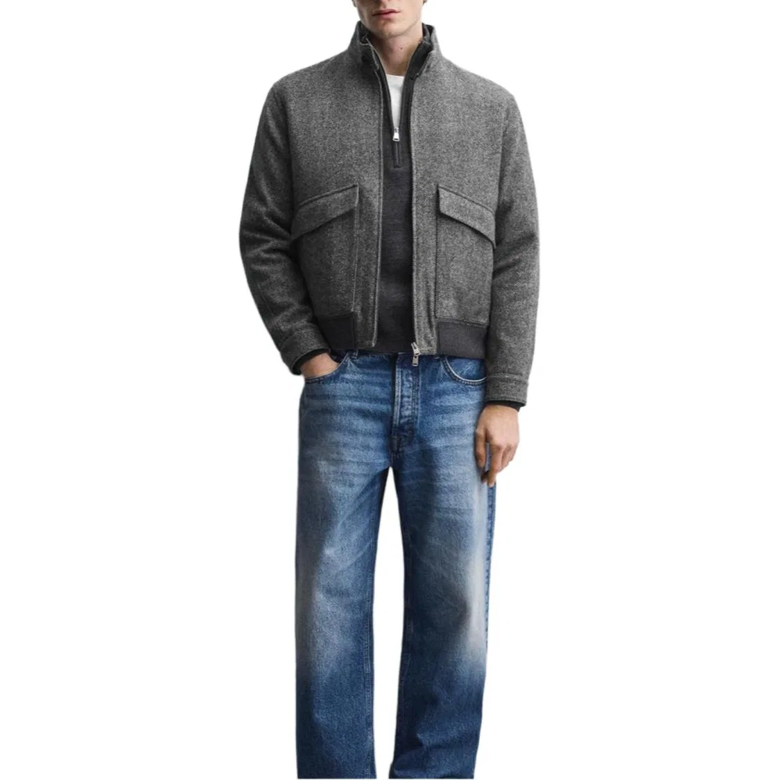 Мужская куртка со стоячим воротником Dark Gray ZARA, Dark Gray — фото 4