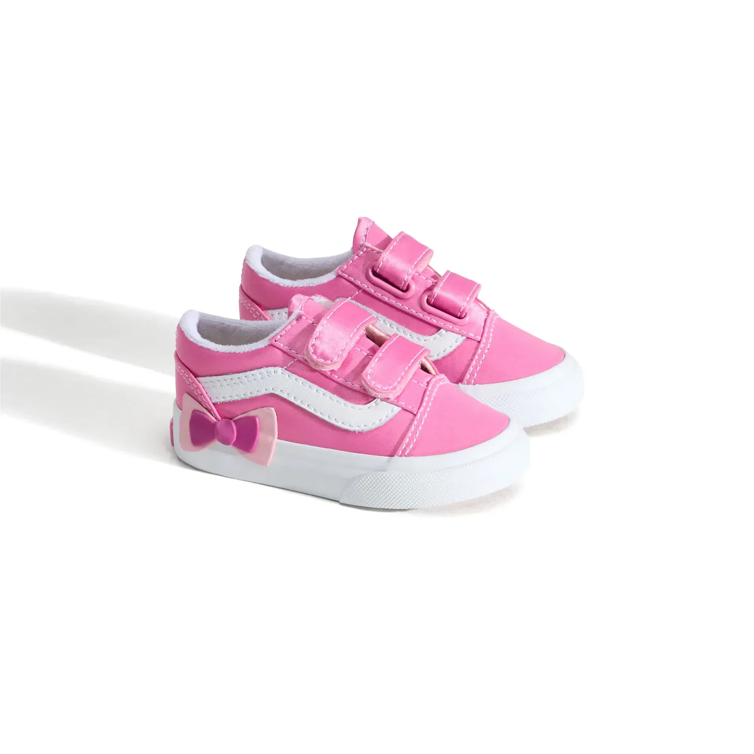 Детские кроссовки для мальчиков и девочек на липучках Old Skool V Bow Vans, Роза — фото 2