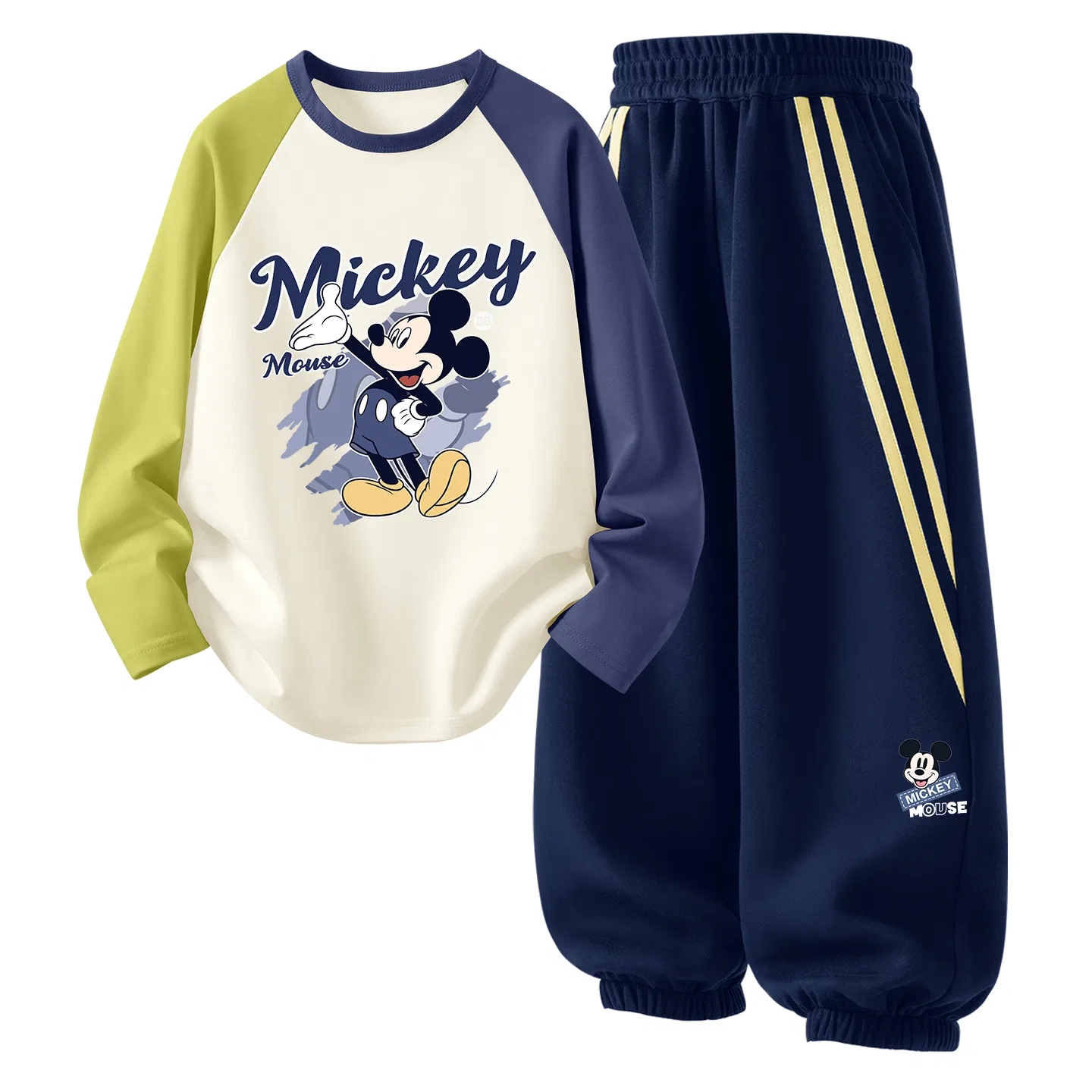 Детский спортивный комплект из футера с длинным рукавом Disney, Hello Blue Green+Happy K_Right below Navy