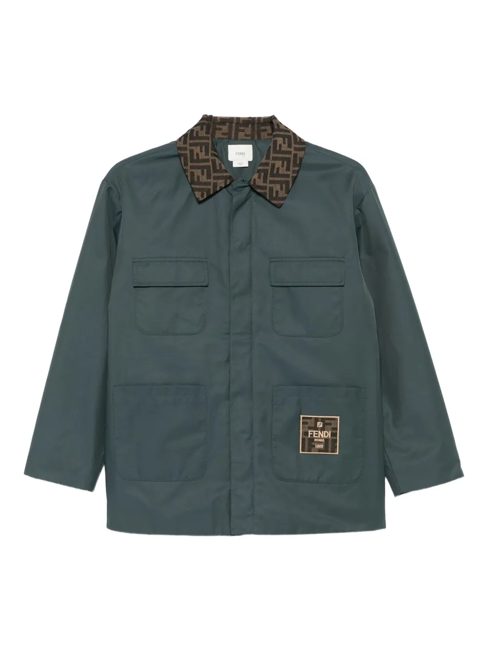 

Куртка с карманами и нашивкой-логотипом FENDI KIDS, зеленый
