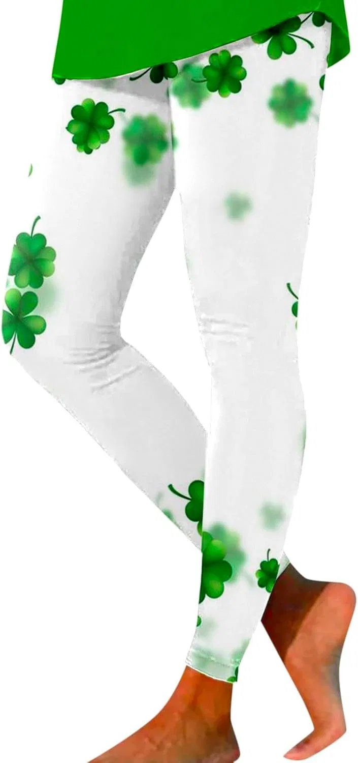 Леггинсы с принтом Shamrock, White, универсальный размер