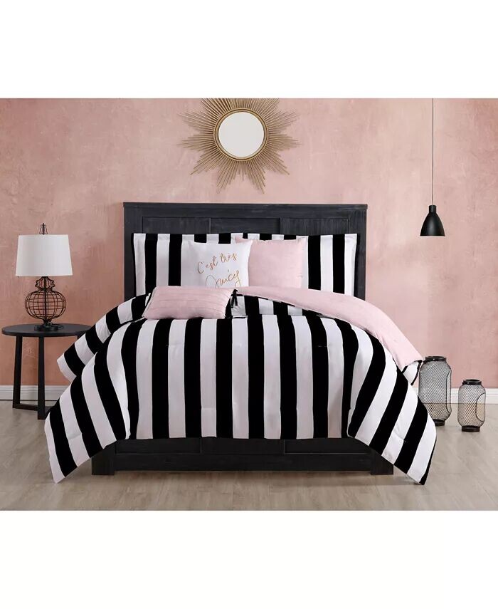 

Двусторонний комплект одеял Cabana Stripe из 5 предметов, Twin/Twin XL Juicy Couture, серый