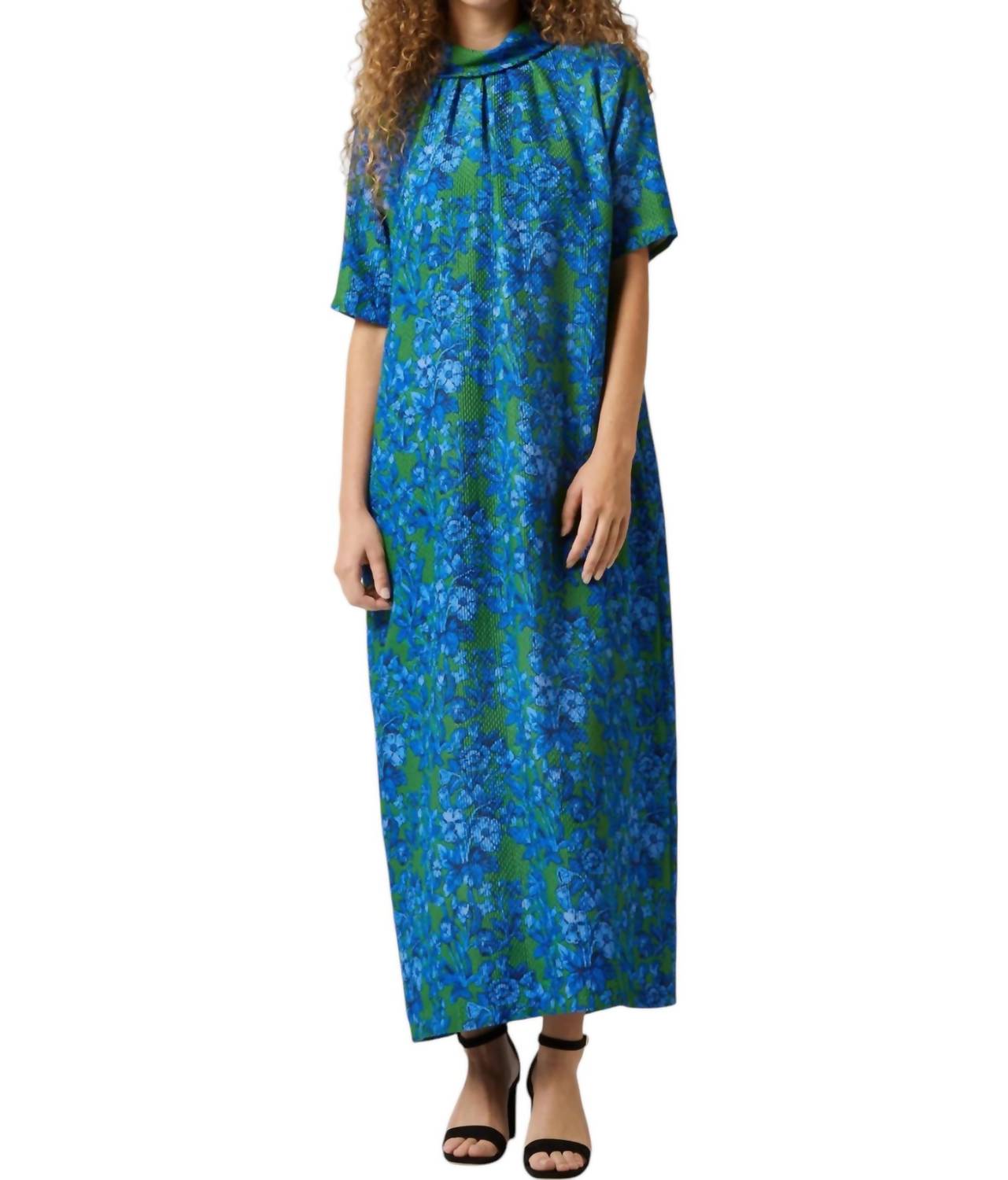 

Платье Луиза в зелено-синем цвете Hestia Silk Nylon Cloquet Ann Mashburn
