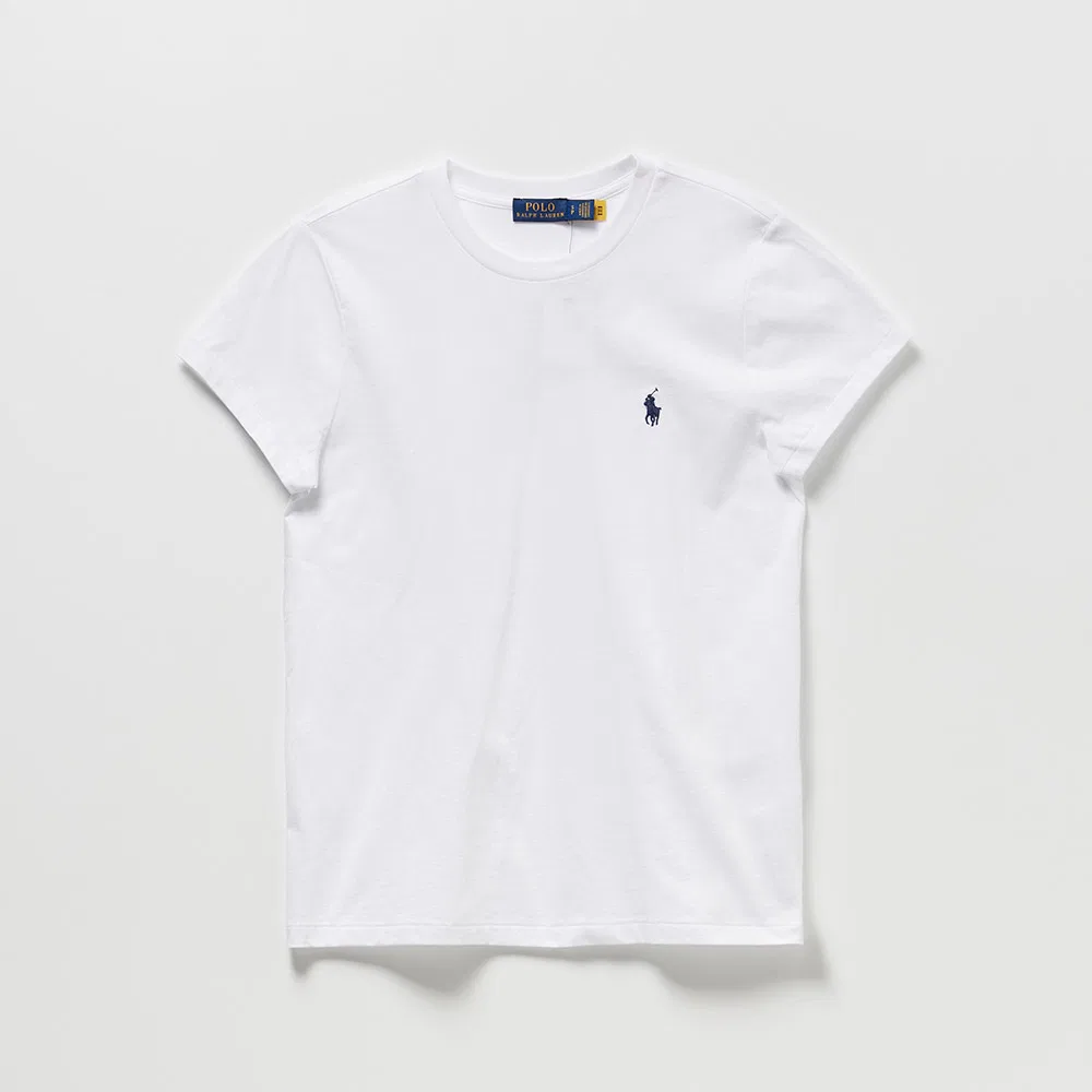 Женская хлопковая футболка с круглым вырезом Polo Ralph Lauren, цвет белый