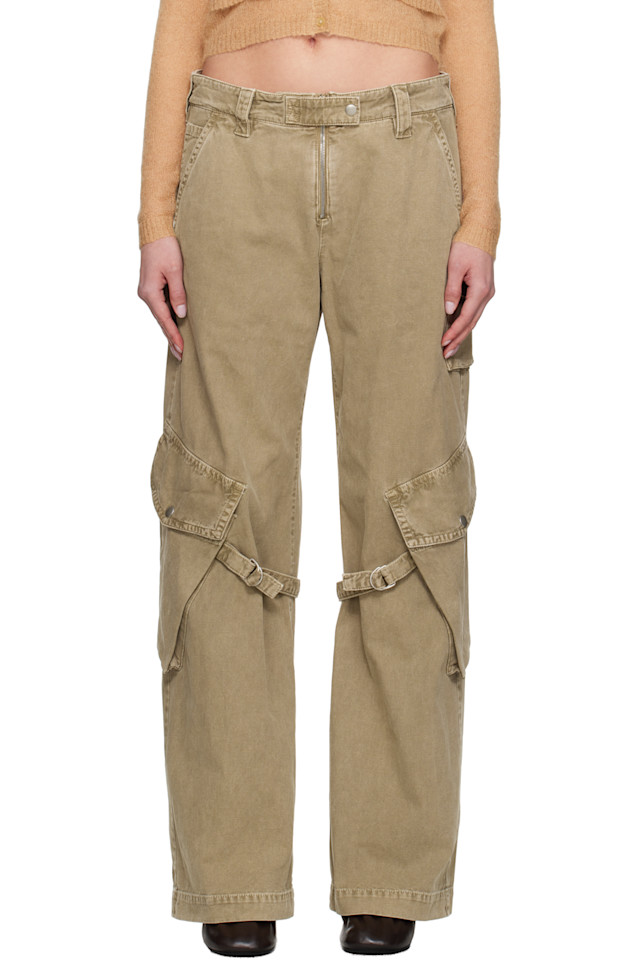 

Хлопковые грузовые брюки Acne Studios, бежевый
