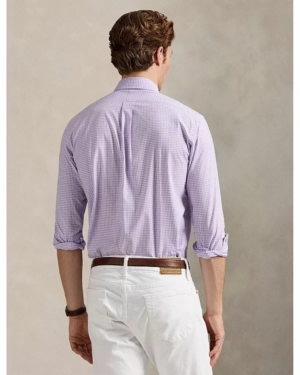 Классическая рубашка из эластичного поплина в клетку. Polo Ralph Lauren, Purple/White — фото 3