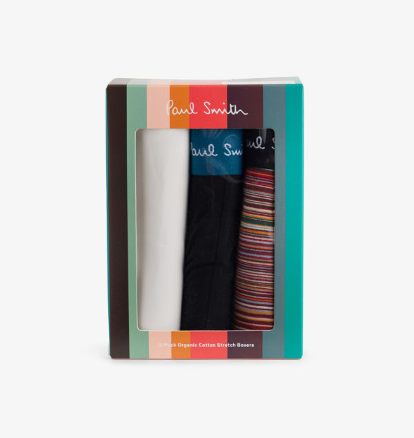 

Комплект из трех трусов-боксеров из эластичного хлопка с логотипом и поясом Paul Smith, мультиколор