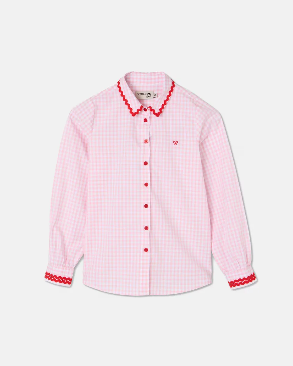 

Рубашка в клетку с длинными рукавами Silbon, цвет Rosa