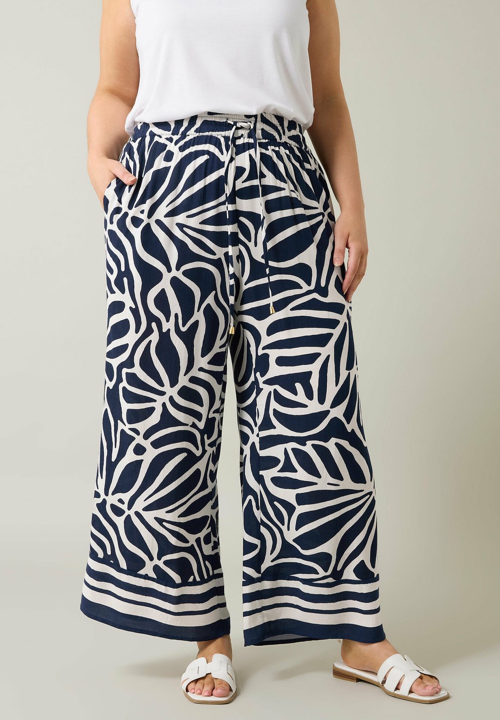 

Брюки PALM BORDER PRINT Evans, темно-синий