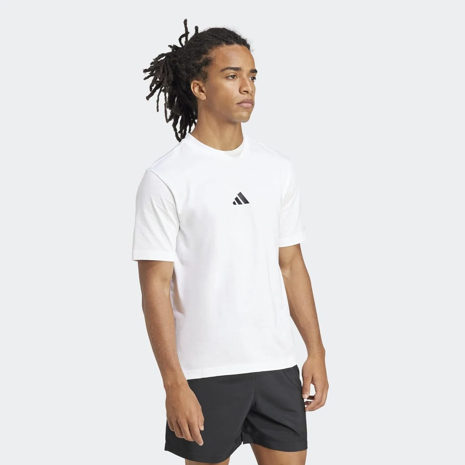 Мужская футболка adidas, хлопок, белый/черный — фото 3
