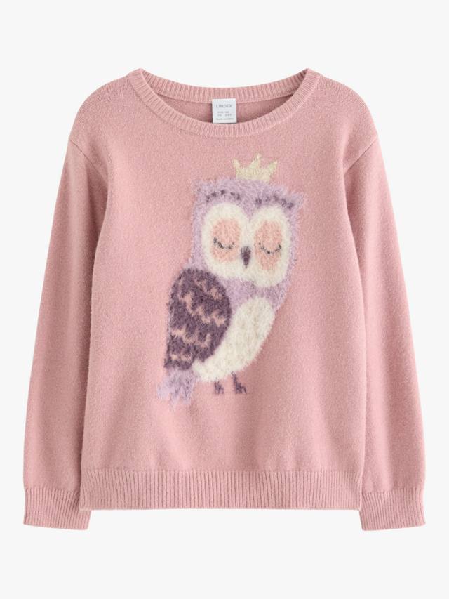 

Детский свитер с длинным рукавом с совой Lindex, Dusty Pink