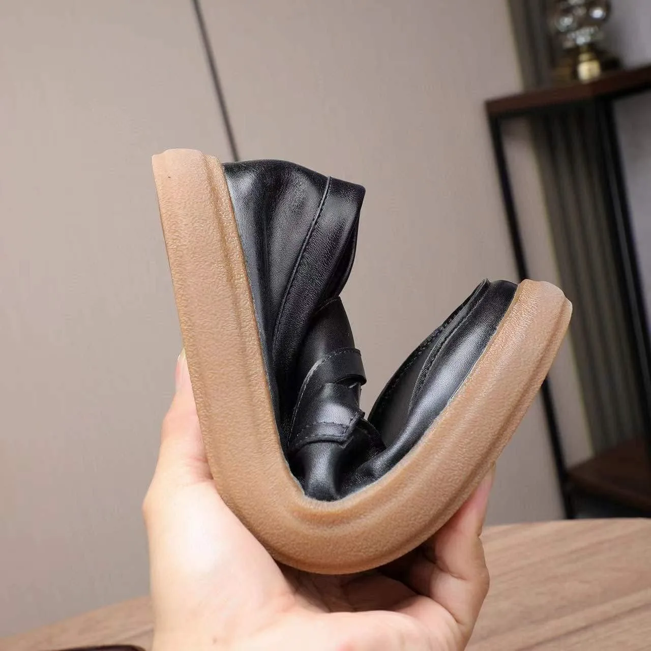 

Мужские слипоны Классические легкие кроссовки из натуральной коровьей кожи Повседневная обувь Mengchengying, коричневый