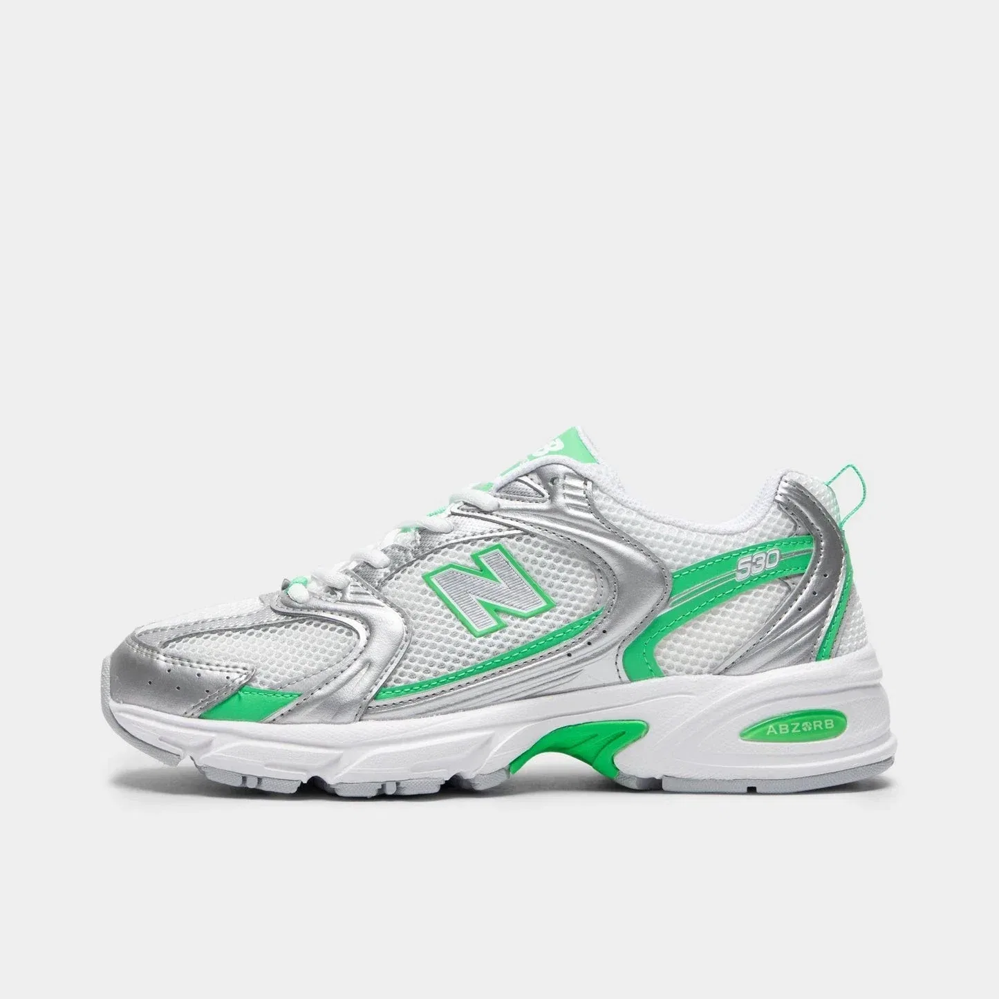 Кроссовки New Balance 530 U530APL, серебристо-зеленые, повседневная обувь, SHOP173 — фото 2