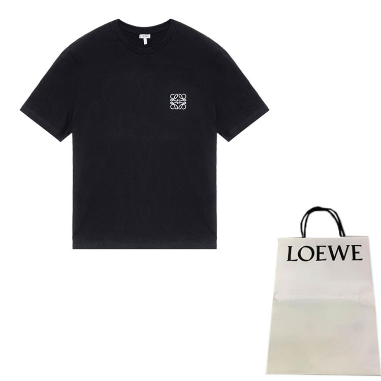 Футболка с вышитым логотипом LOEWE, черная — фото 3