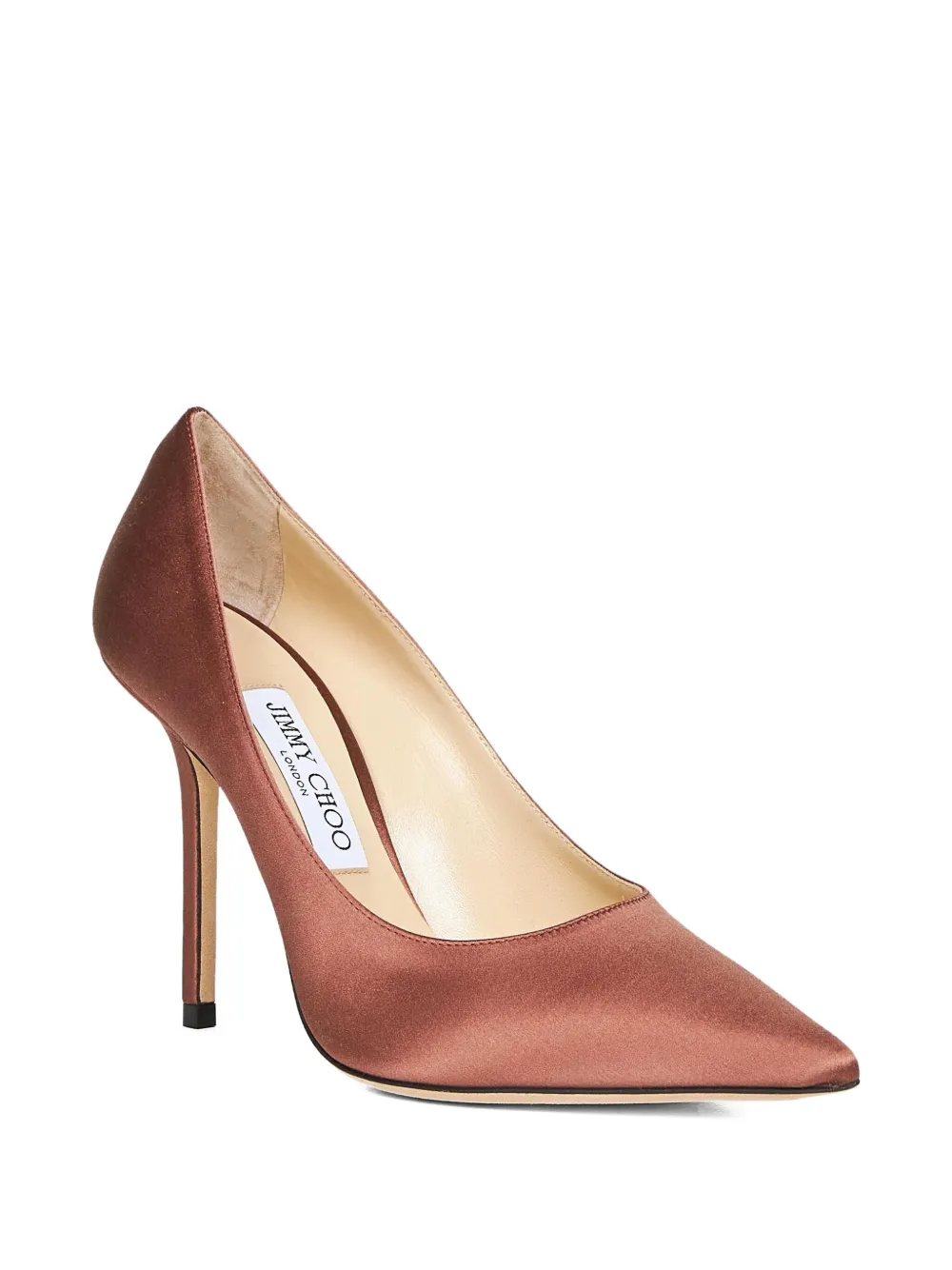 Туфли-лодочки на каблуке 100 мм из атласа с надписью "Love" Jimmy Choo, розовый — фото 2