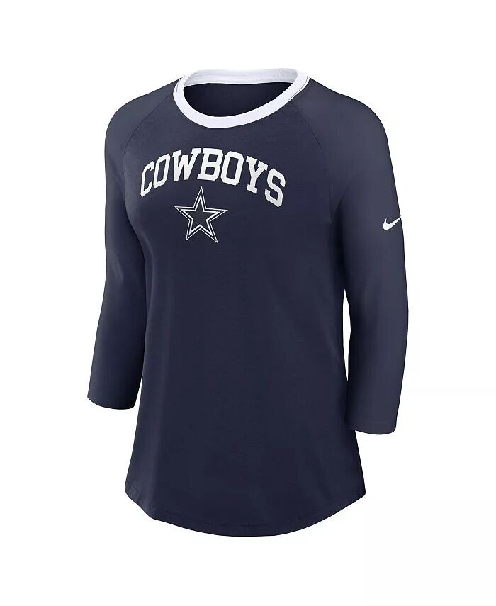 Женская темно-синяя футболка с рукавом 3/4 реглан Dallas Cowboys Nike, белый — фото 2