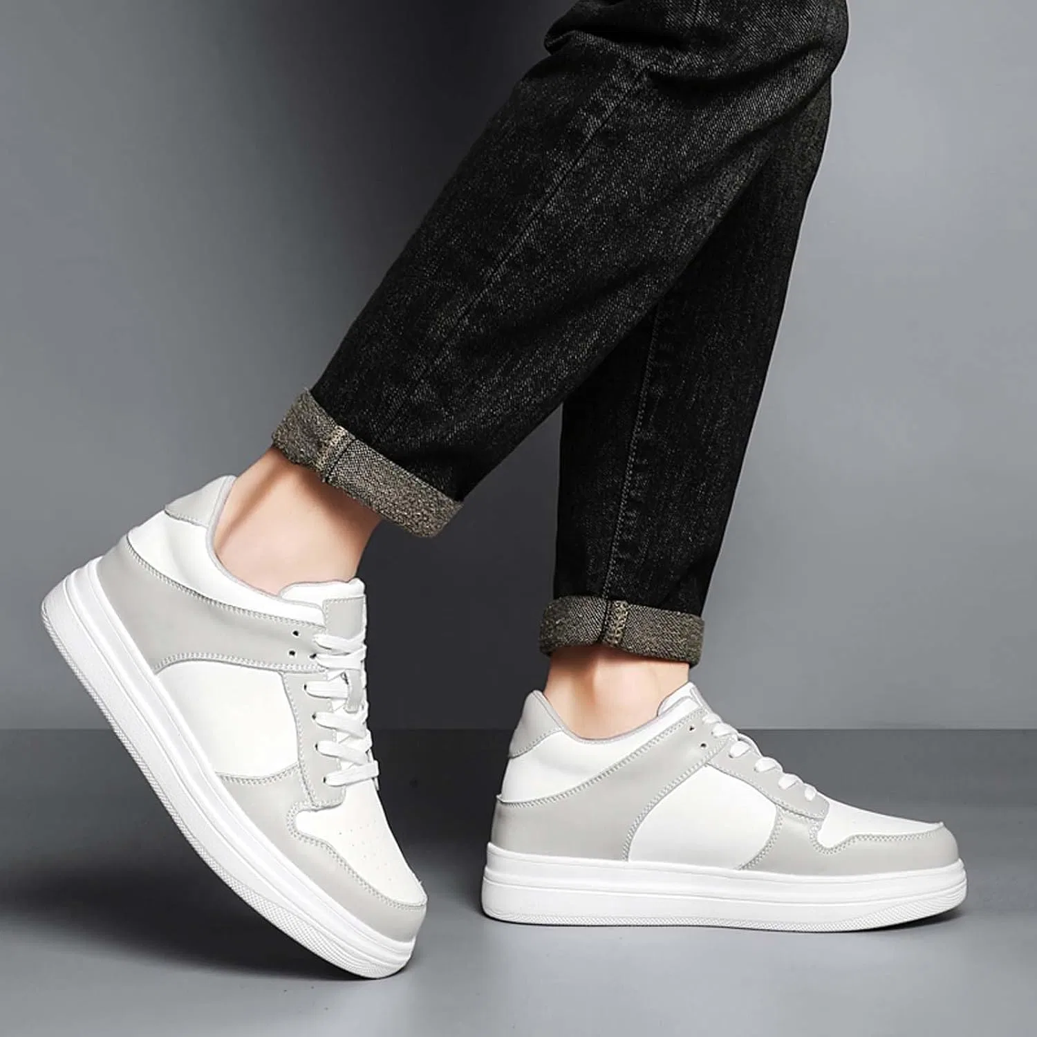 Туфли Herren Schuhe In Größe 45 Lässige Weiße Mit Dicker Innensohle Für Komfort Stil Perfect Für Jeden Achillessehne Schuhe Туфли Herren 38 Jungen Trainingsschuhe Damen Fitnessstudio WVONIF, Grau — фото 3