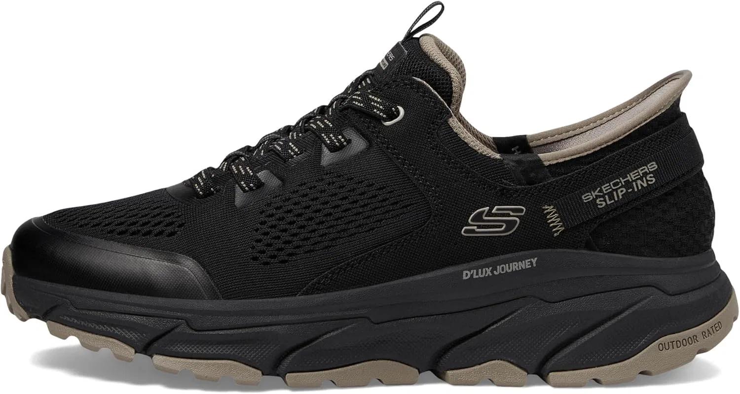 Мужские слипоны Skechers D'lux Journey, Black Taupe — фото 4