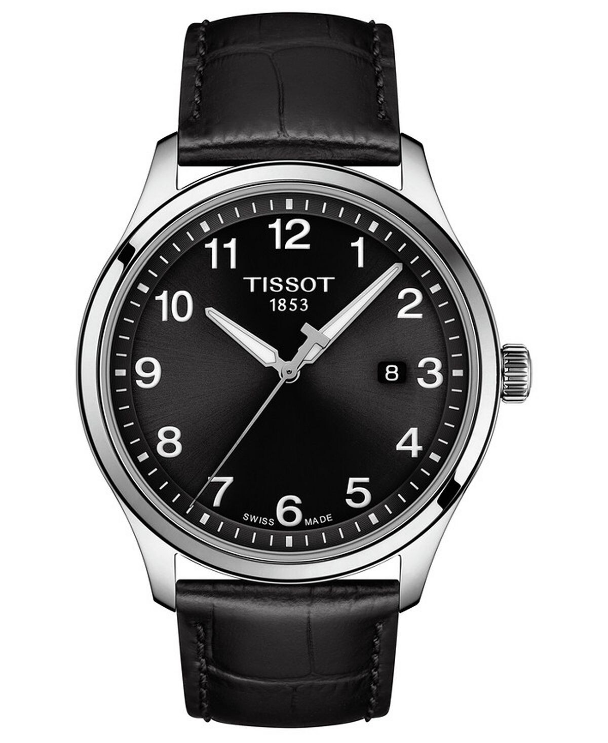 

Мужские часы Swiss Gent XL с черным кожаным ремешком, 42 мм Tissot