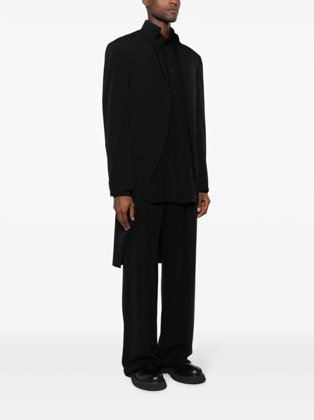 Пальто асимметричного кроя Yohji Yamamoto, черный — фото 3