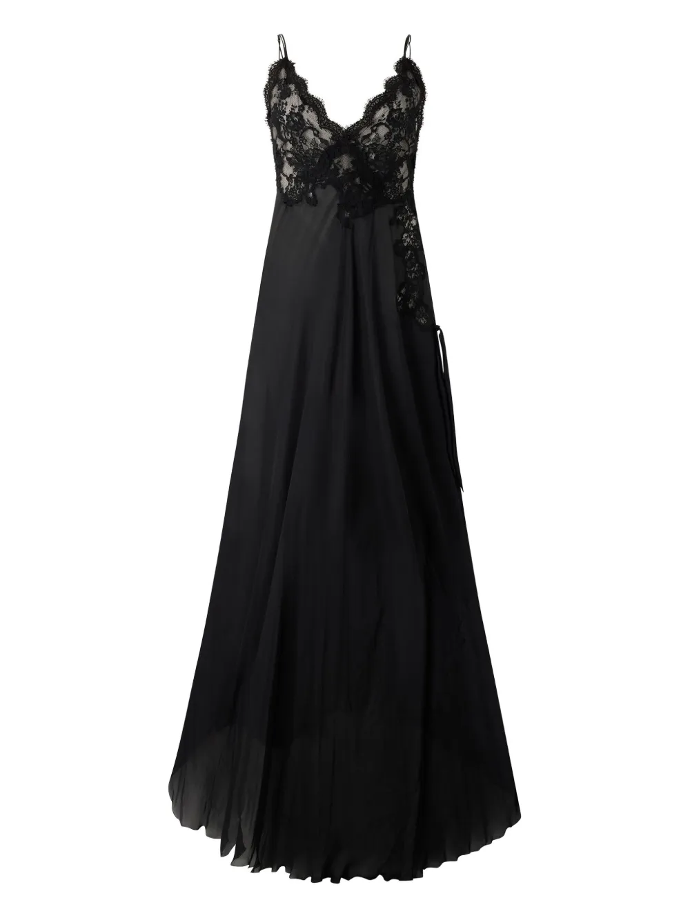 

Шелковое платье макси с кружевом Roberto Cavalli, черный