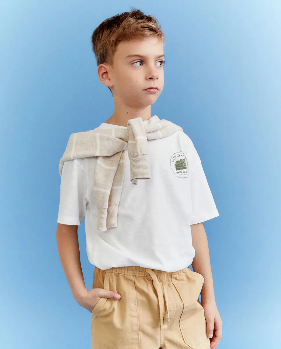 

Футболка с короткими рукавами и графическим принтом для мальчика Kids El Corte Inglés, белый