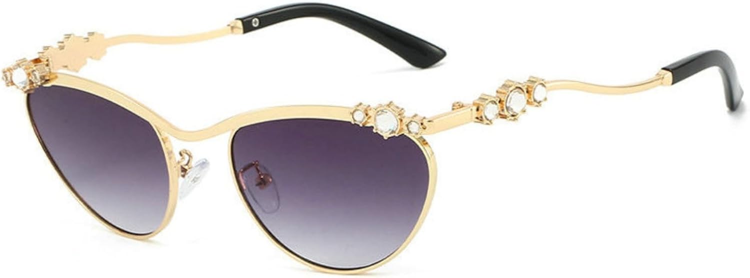 

Солнцезащитные очки Willochra Retro Oval с кристаллами для женщин, модная оправа с блестками и драгоценными камнями, винтажная металлическая оправа, очки с бриллиантами, C2