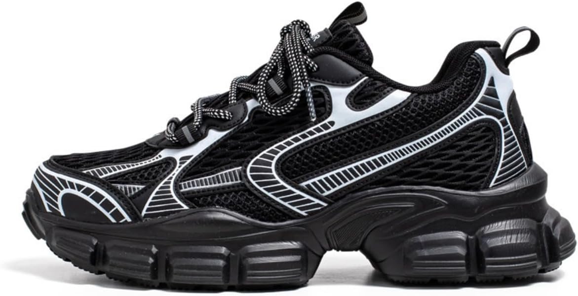 

Мужские кроссовки Y2K с массивной подошвой, дышащий верх из сетки, удобная амортизирующая подошва для повседневной и спортивной носки, уникальный дизайн для уличной моды Ctkvbmeoi, черный