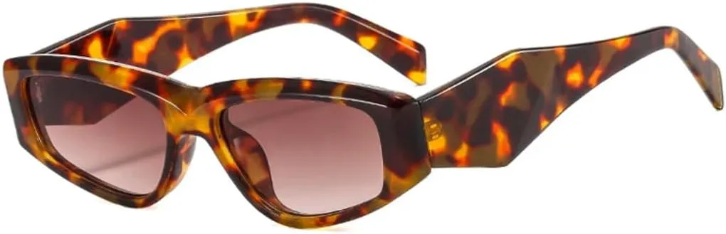 

Ретро-очки необычной формы «кошачий глаз» для женщин и мужчин, модные солнцезащитные очки с защитой от УФ-излучения UV400 и леопардовым принтом TVTBBVV, Leopard Tea