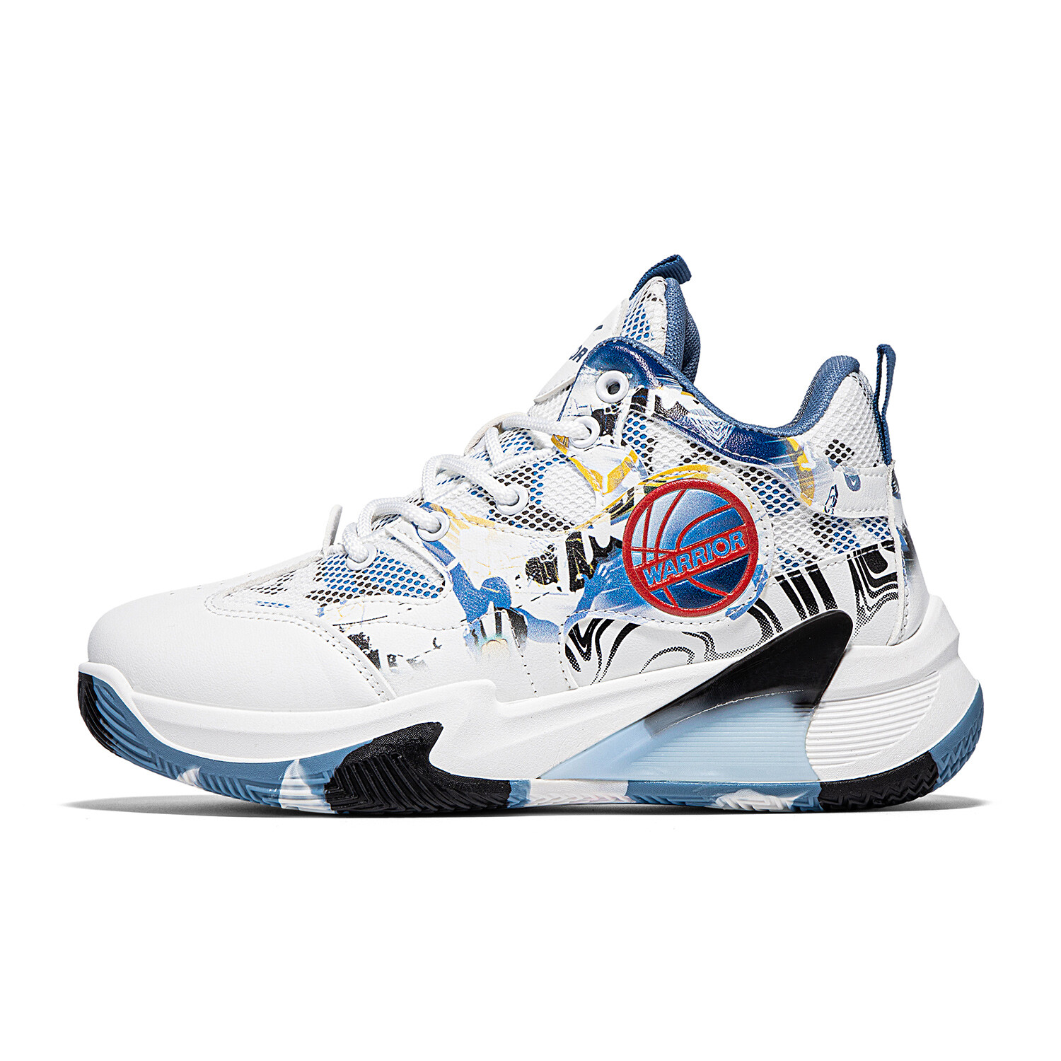 

Баскетбольные кроссовки Basketball Shoes Men Mid-Top White Blue Gray Warrior