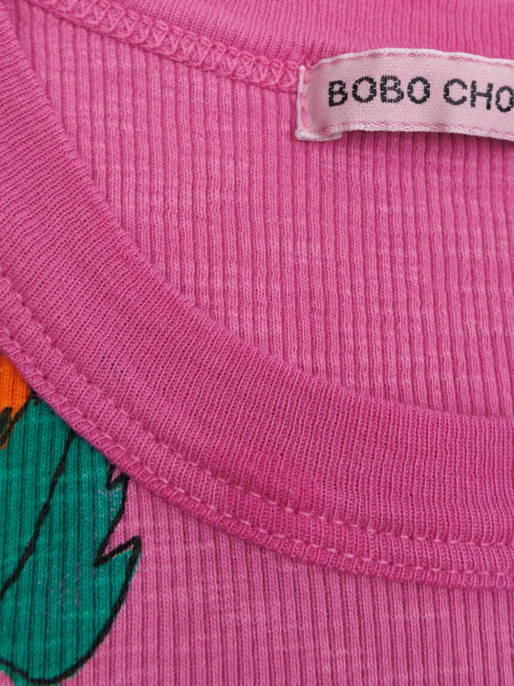 Рифленый топ с принтом в мандариновом цвете Bobo Choses, розовый — фото 3