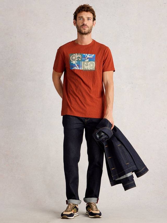 

Abersoch хлопковая футболка Regular Fit с коротким рукавом и велосипедным принтом White Stuff, Orange