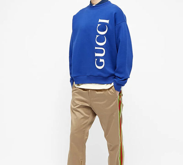 Толстовка large logo round neck sports royal blue Gucci, синий — фото 3